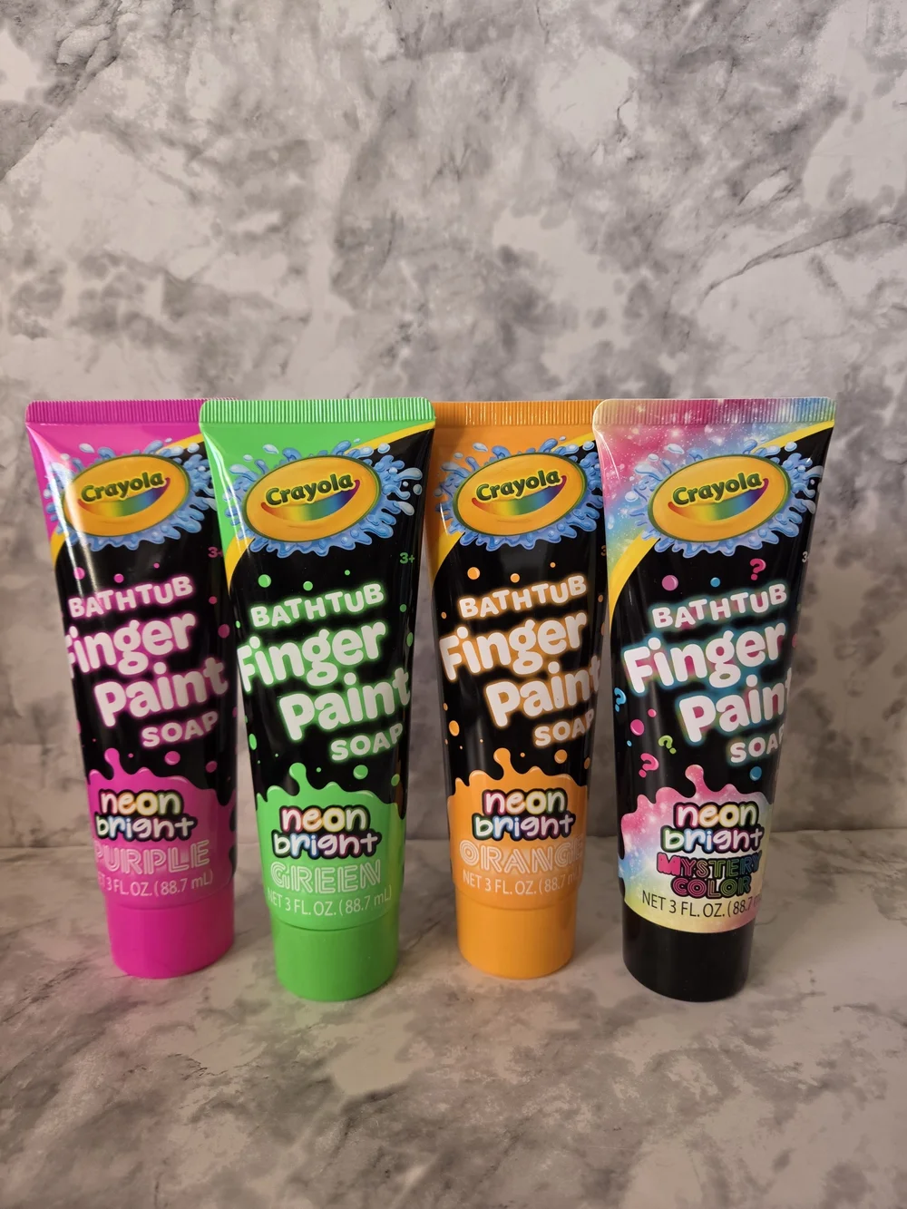 Crayola Kids Bathtub Finger Paint, Body Wash & Bath Fizzers - Neon Colors